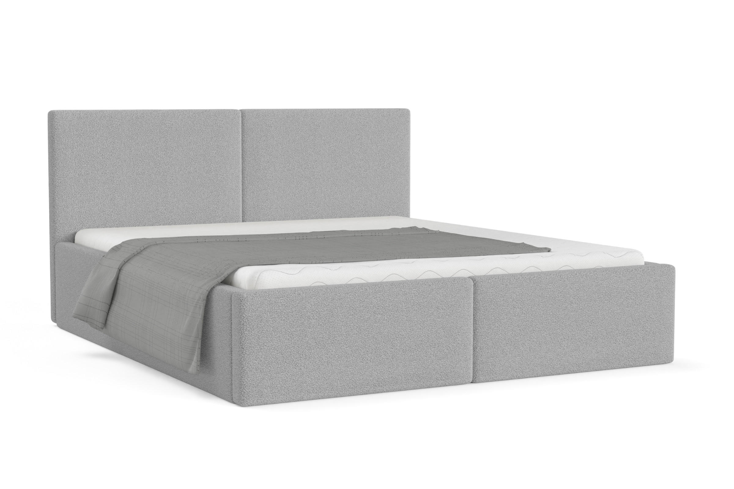 POLSTERBETT BEN 140/200 in Boucle Hellgrau - Hellgrau, Holz/Holzwerkstoff (140/200cm) - Deine Möbel 24