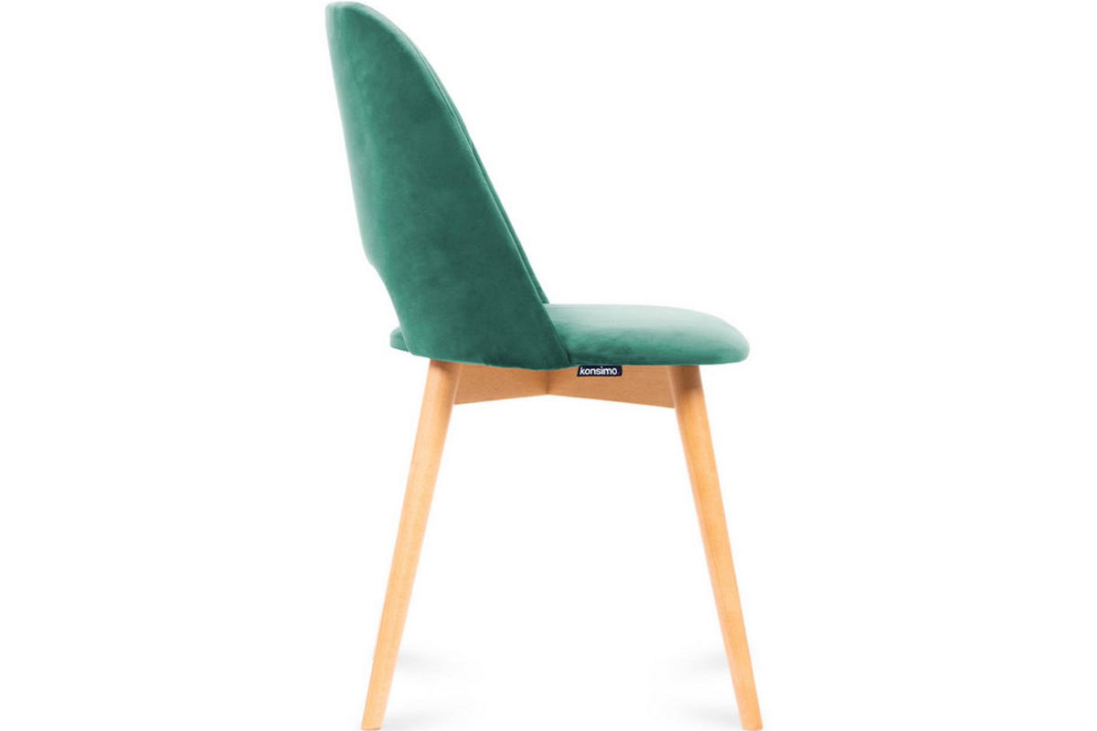 ESSZIMMERSTUHLE TINO 2-tlg Velours-Sitz, Dunkelgrün - Dunkelgrün/Eichefarben, Holz/Textil (48/86/44cm) - KONSIMO®