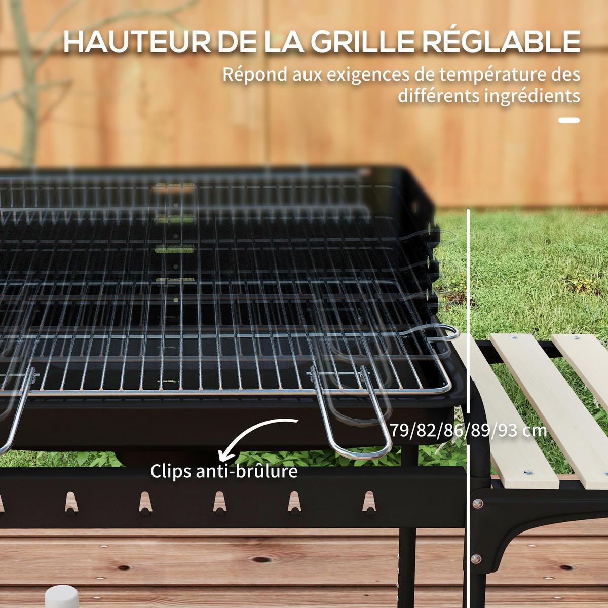 HOLZKOHLEGRILL DE-18260 Schwarz - Schwarz, Metall (47/95/103cm) - ComfortXL