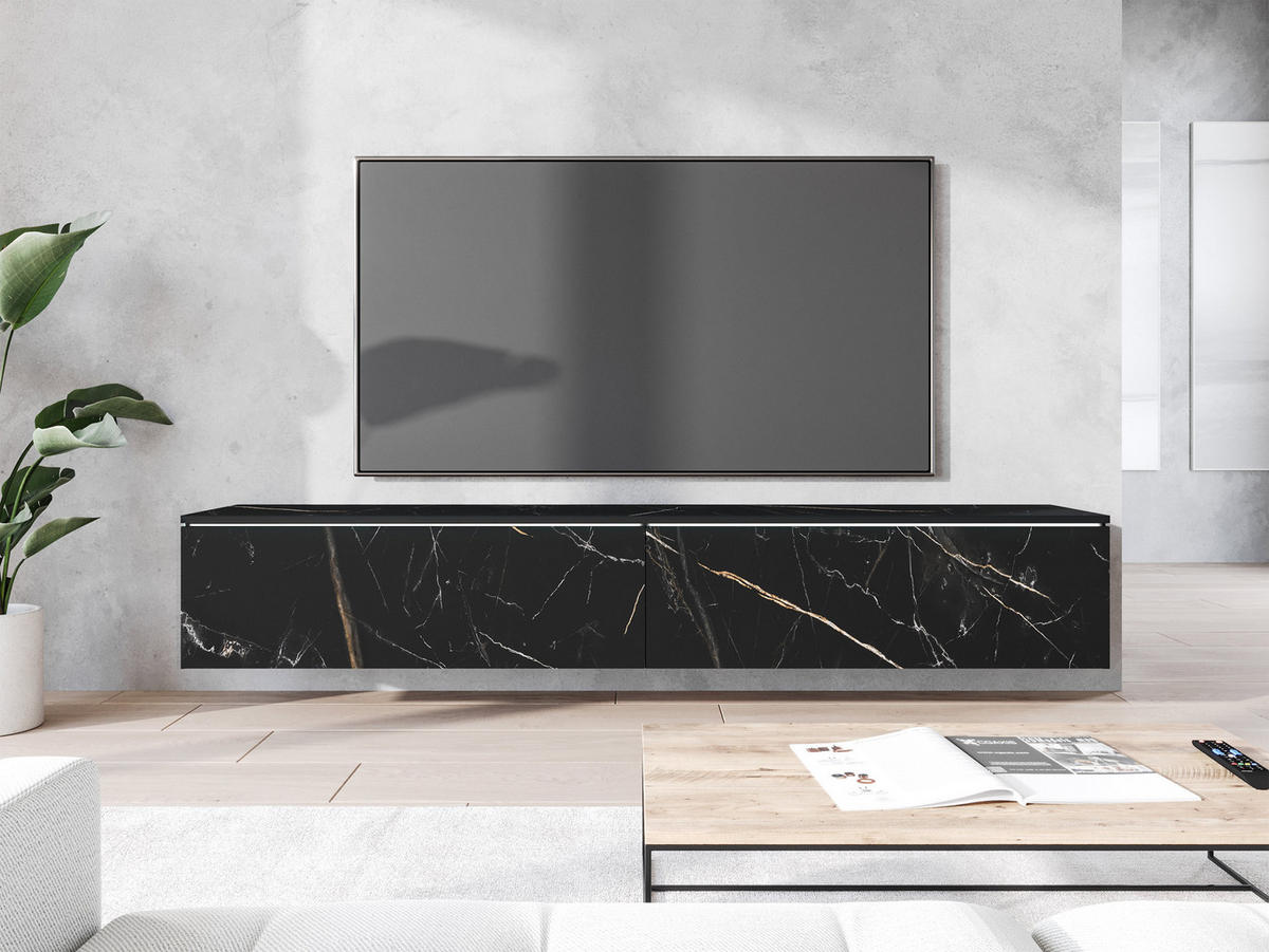 TV-LOWBOARD D180 mit weißer LED Beleuchtung - Silberfarben/Multicolor, Holzwerkstoff/Kunststoff (180/30/33cm) - MIRJAN24