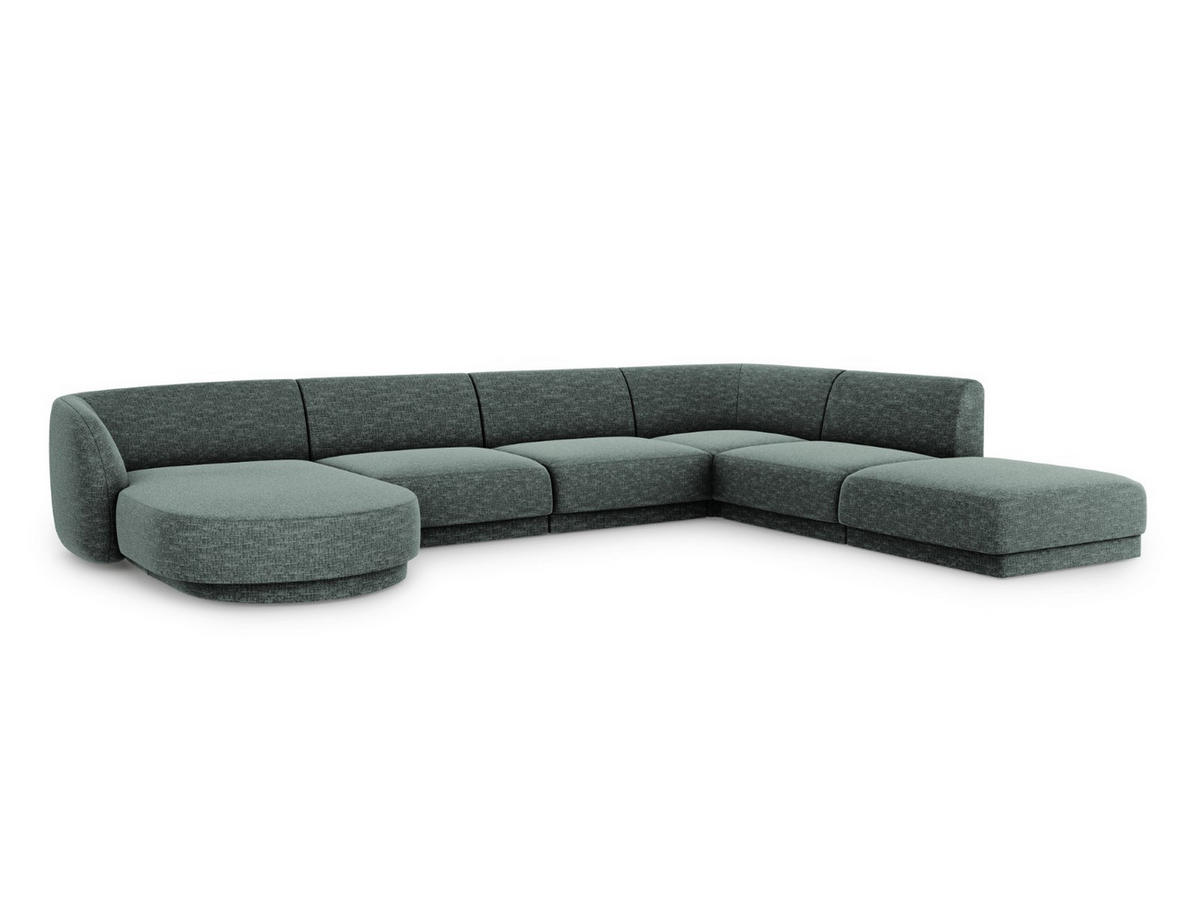 PANORAMASOFA rechts Miley aus Chenille-Stoff petrol 6 Sitzplätze - Petrol, Textil (255/70/330cm) - Micadoni