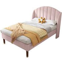 POLSTERBETT aus Samt 90x200 cm in Rosa mit Lattenrost & Kopfteil - Rosa, Textil (90/200cm) - Modfu