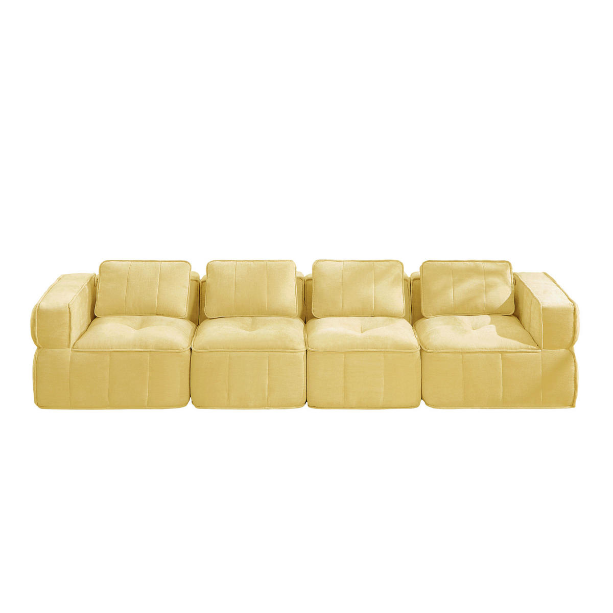 SOFA 344/93/67 cm in Gelb aus Polyester mit modularer Form und breiten Armlehnen - Gelb, Kunststoff (93/67/344cm) - Flora Grace