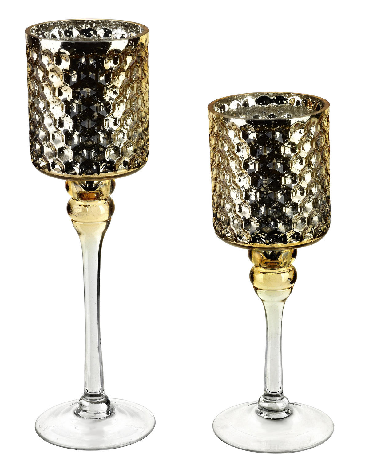 KERZENHALTER Donna Gold 12x12x27 cm Glas - Goldfarben, Glas (12/27/12cm) - Mondex
