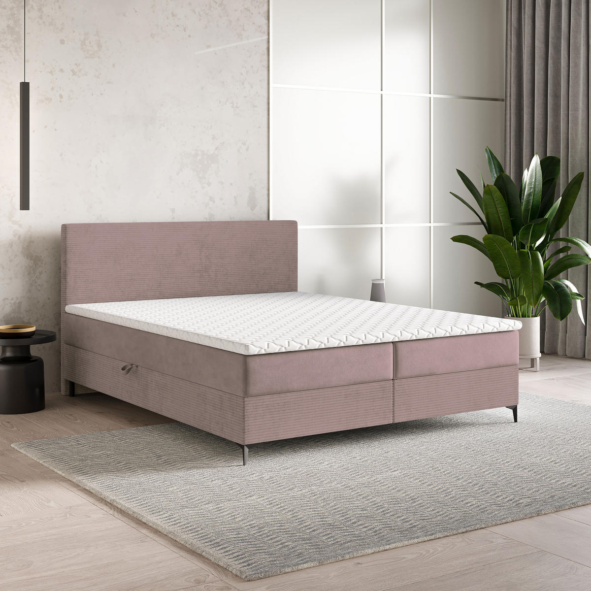BOXBETT TORREL 160x200 cm mit Matratze und Topper - Rosa - Rosa, Holz (160/200cm) - MASSENO