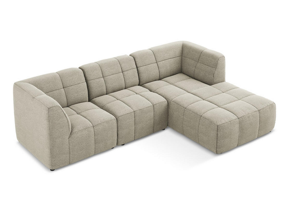 ECKSOFA Links Samt Stoff Blau - Türkis/Schwarz, Holzwerkstoff/Kunststoff (248/166cm) - Makamii