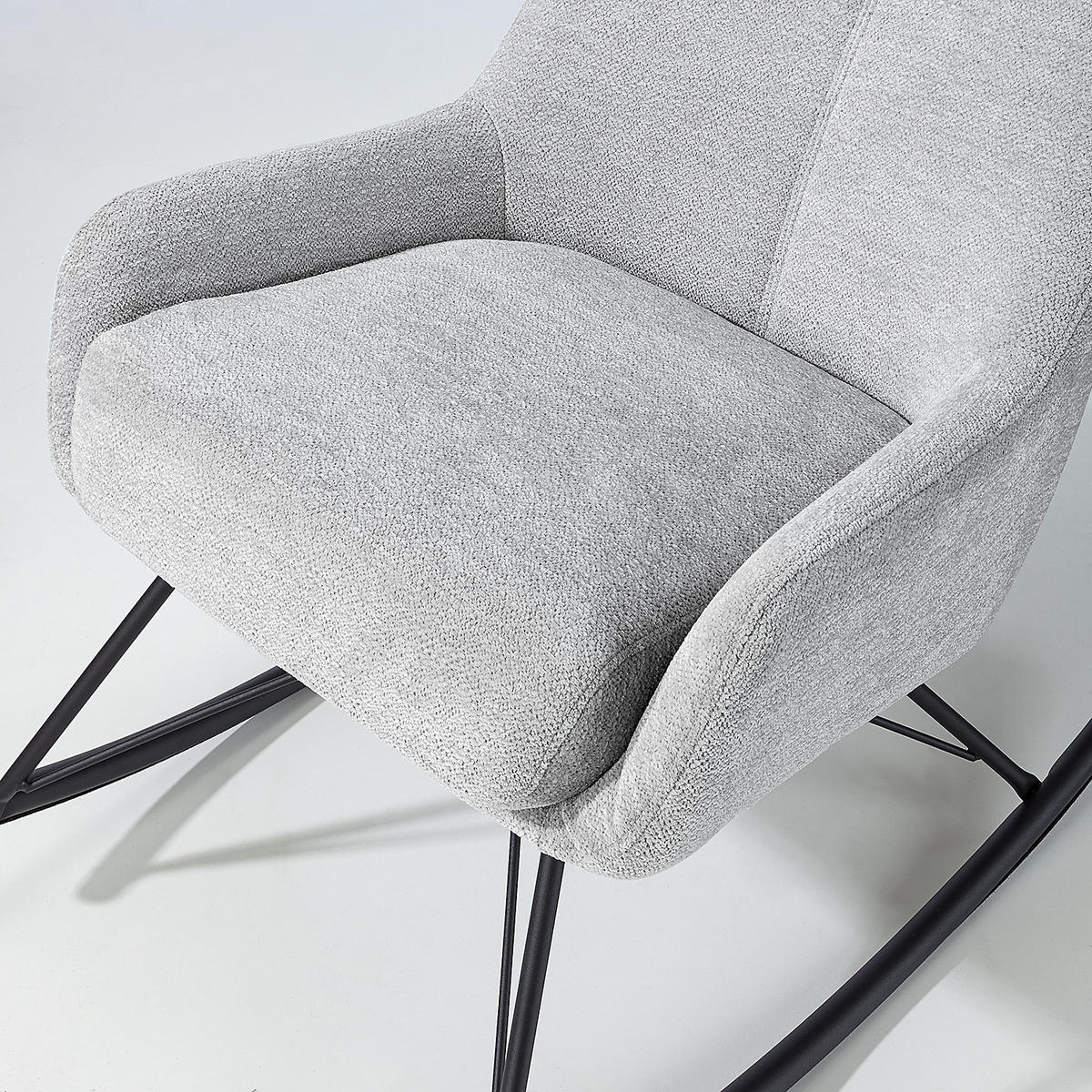 SCHAUKELSTUHL - Grau - Chenille - Eisen - 63 x 98 x 98 cm - Hellgrau/Schwarz, Textil/Metall (63/98/98cm) - home24