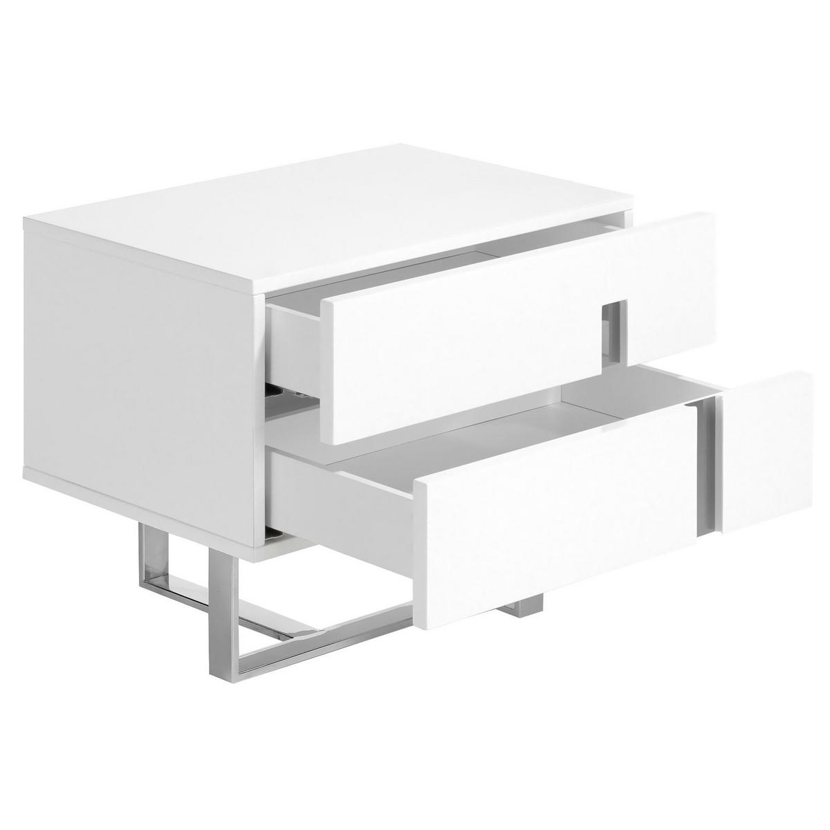 NACHTSCHRANK Nachttisch aus weißem Holz und verchromtem Stahl 60/42/45 cm - Edelstahlfarben/Weiß, Holz/Metall (60/45/42cm) - ANGEL CERDA