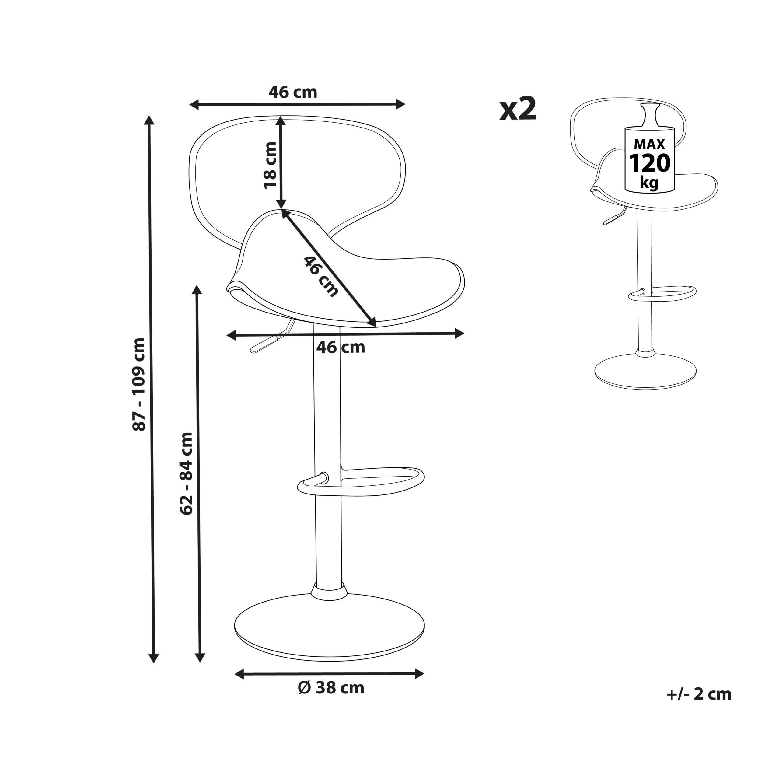 Thumbnail - Beliani Barhocker, Beige, Schwarz, Kunststoff, 46x50 cm, Esszimmer, Barmöbel, Barhocker