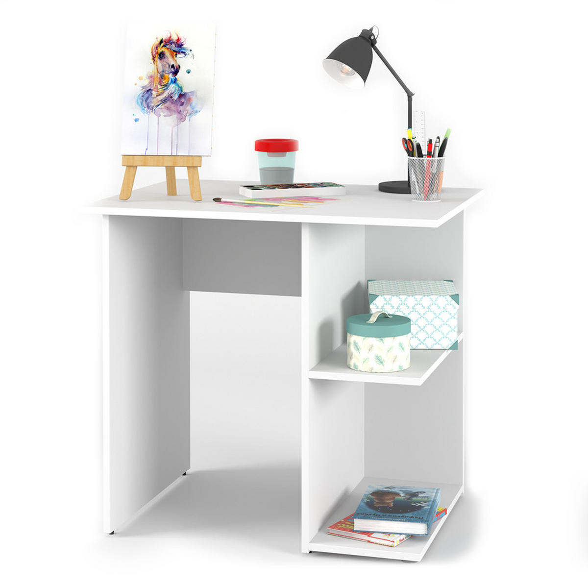 SCHREIBTISCH Simple Weiß 82 x 60 cm - Weiß, Holzwerkstoff (60/82/76cm) - Vicco