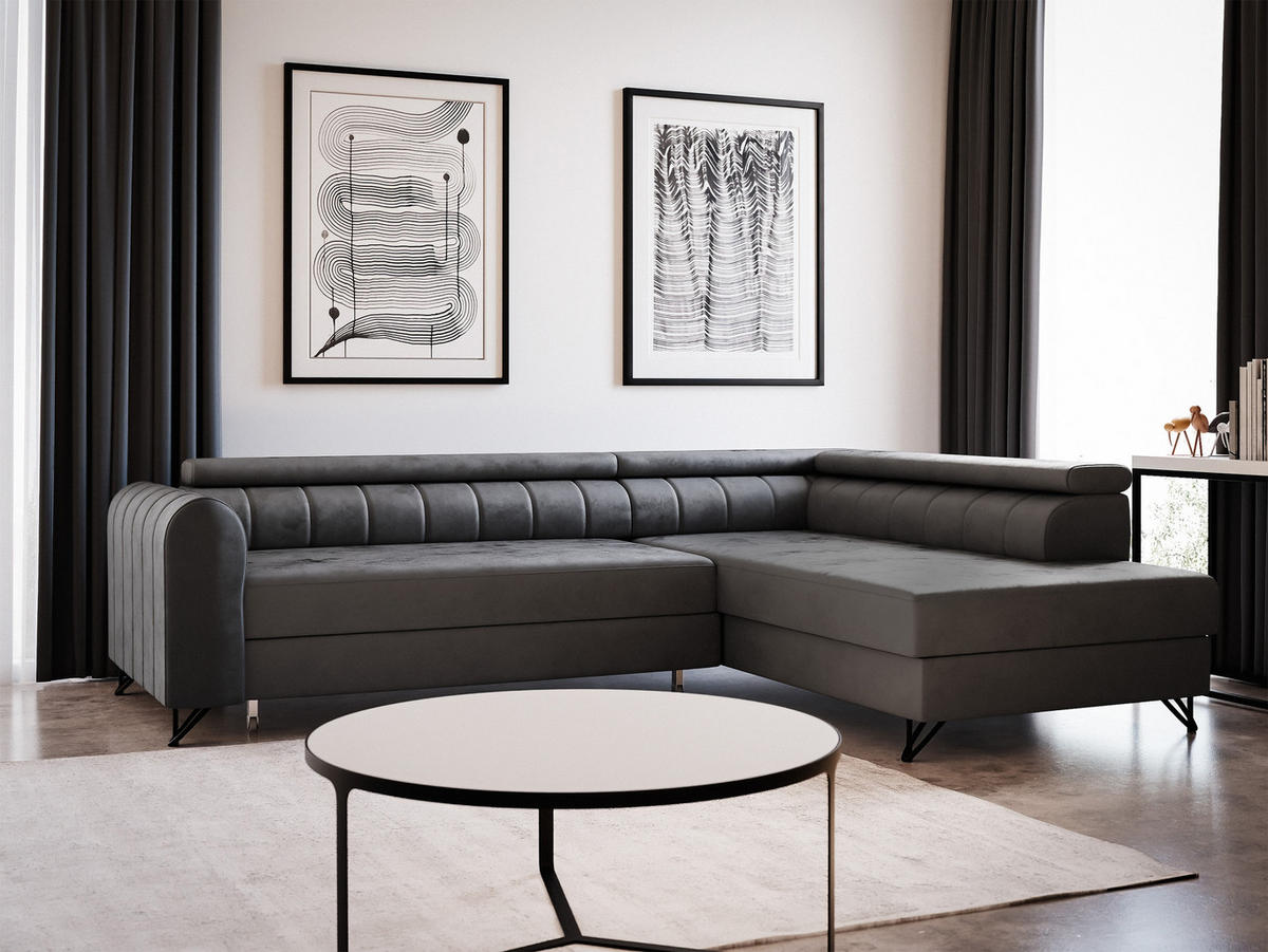 ECKSOFA Alice, Seite: Rechts - Grau, Holz/Textil (250/179cm) - Sofnet
