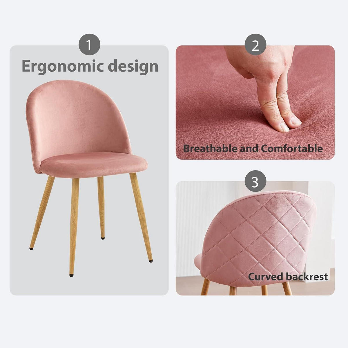 ESSZIMMERSTUHL 8er-Set Samt Rosa - Rosa, Textil (43/80/47.5cm)