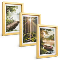 BILDER SET 3er Set - 20x30 cm Goldrahmen - Landschaft aus Wald, See und Boot - Goldfarben, Kunststoff (20/30cm) - TULUP