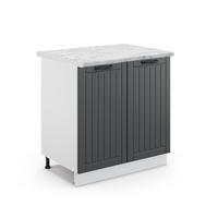 SPÜLENUNTERSCHRANK Fame-Line Anthrazit Landhaus 80 cm mit Regal AP Marmor - Anthrazit/Weiß, Holzwerkstoff (80/82/60cm) - Vicco
