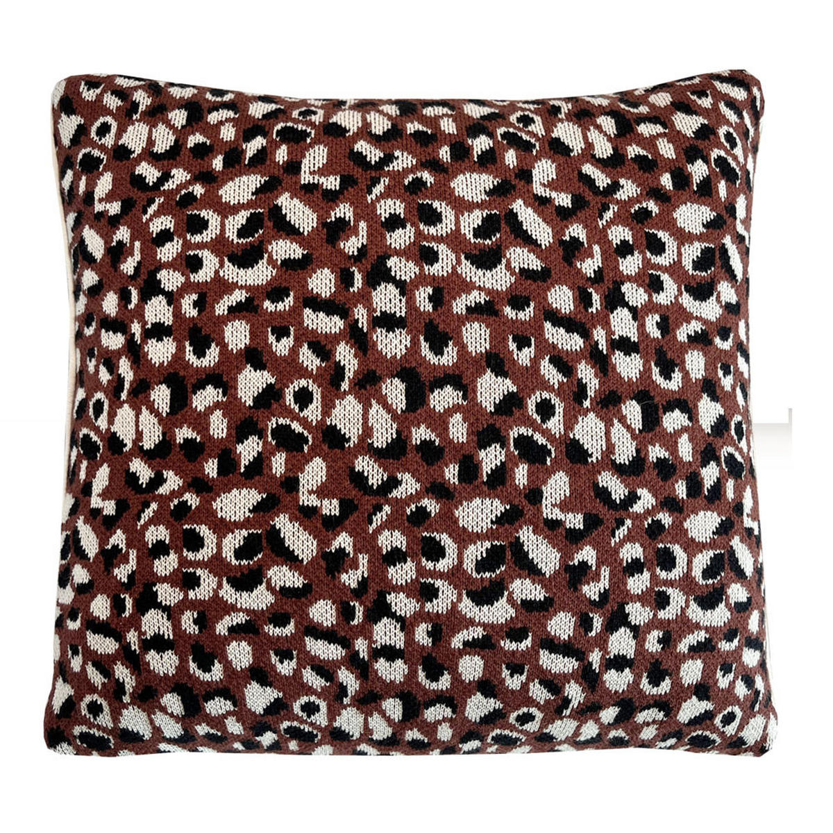 DEKOKISSEN Primitives Punkt gestrickt rostbraun 50x50 - Rostfarben, Textil (50/50/12cm) - Malagoon