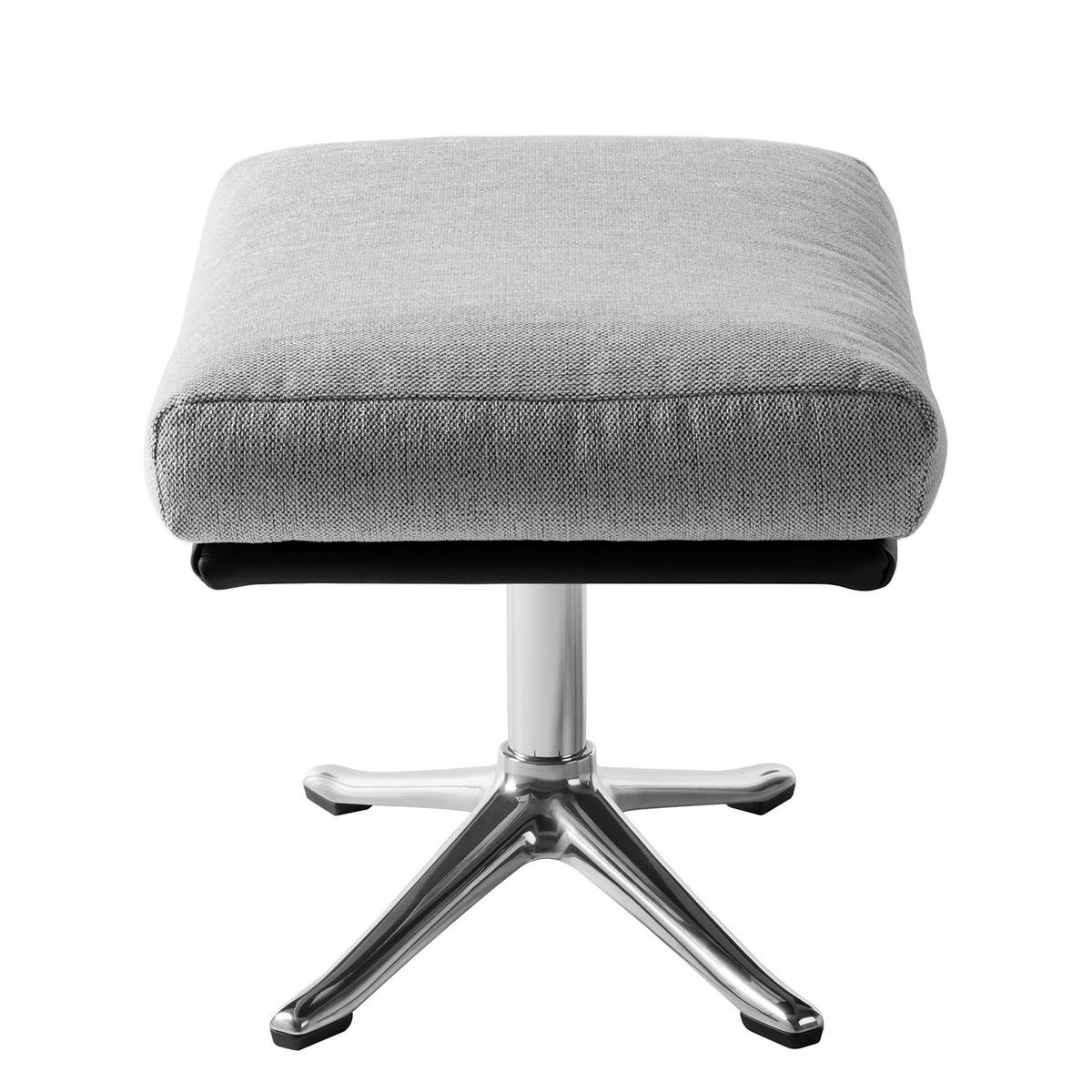 HOCKER mit Kreuzfuß - Chromfarben/Hellgrau, Textil/Metall (54/41/41cm) - home24