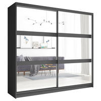 SCHIEBETÜRENSCHRANK Fino graphit 230 / 62 / 215cm - Weiß/Grau, Holz/Holzwerkstoff (230/215/62cm) - Feldmann-Wohnen