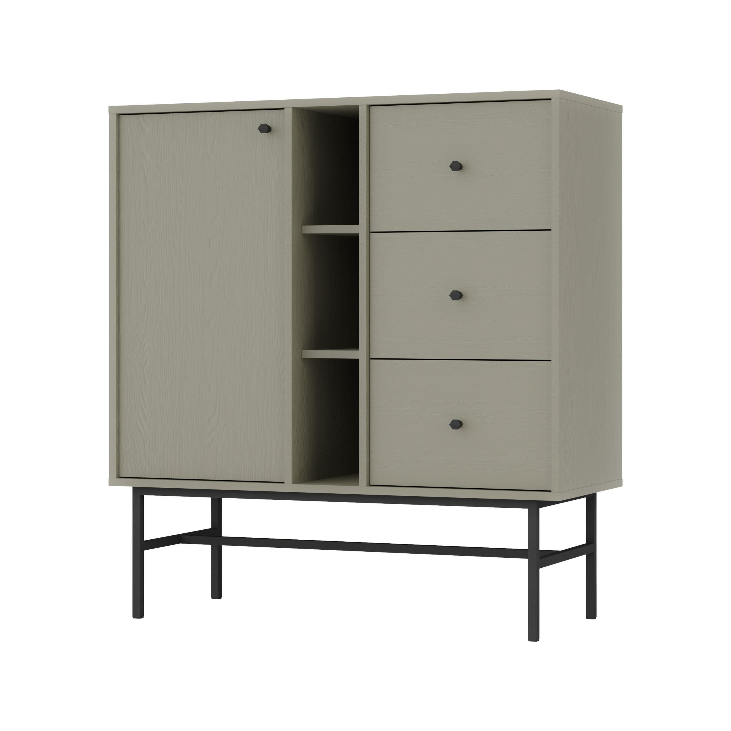KOMMODE TORINO 100/108/41 cm mit 3 Schubladen 1 Türen Hellgrün - Hellgrün, Holzwerkstoff (100/108/41cm) - MASSENO