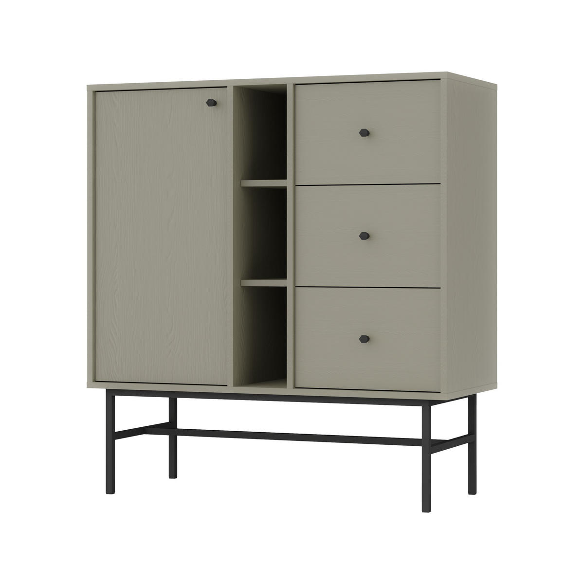 KOMMODE TORINO 100/108/41 cm mit 3 Schubladen 1 Türen Hellgrün - Hellgrün, Holzwerkstoff (100/108/41cm) - MASSENO