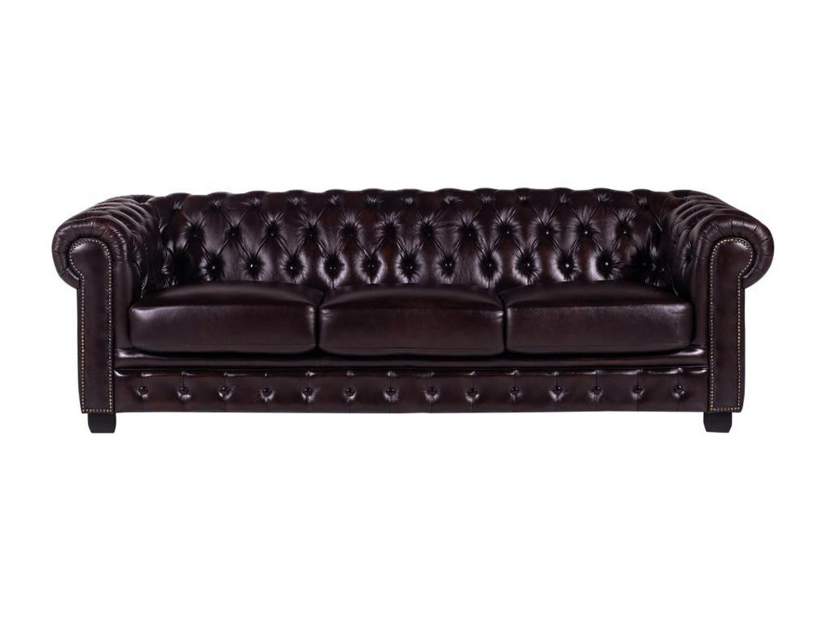 CHESTERFIELD Ledersofa 4-Sitzer - Büffelleder - Braun - BRENTON - Braun, Leder (99/73/240cm) - Vente-Unique