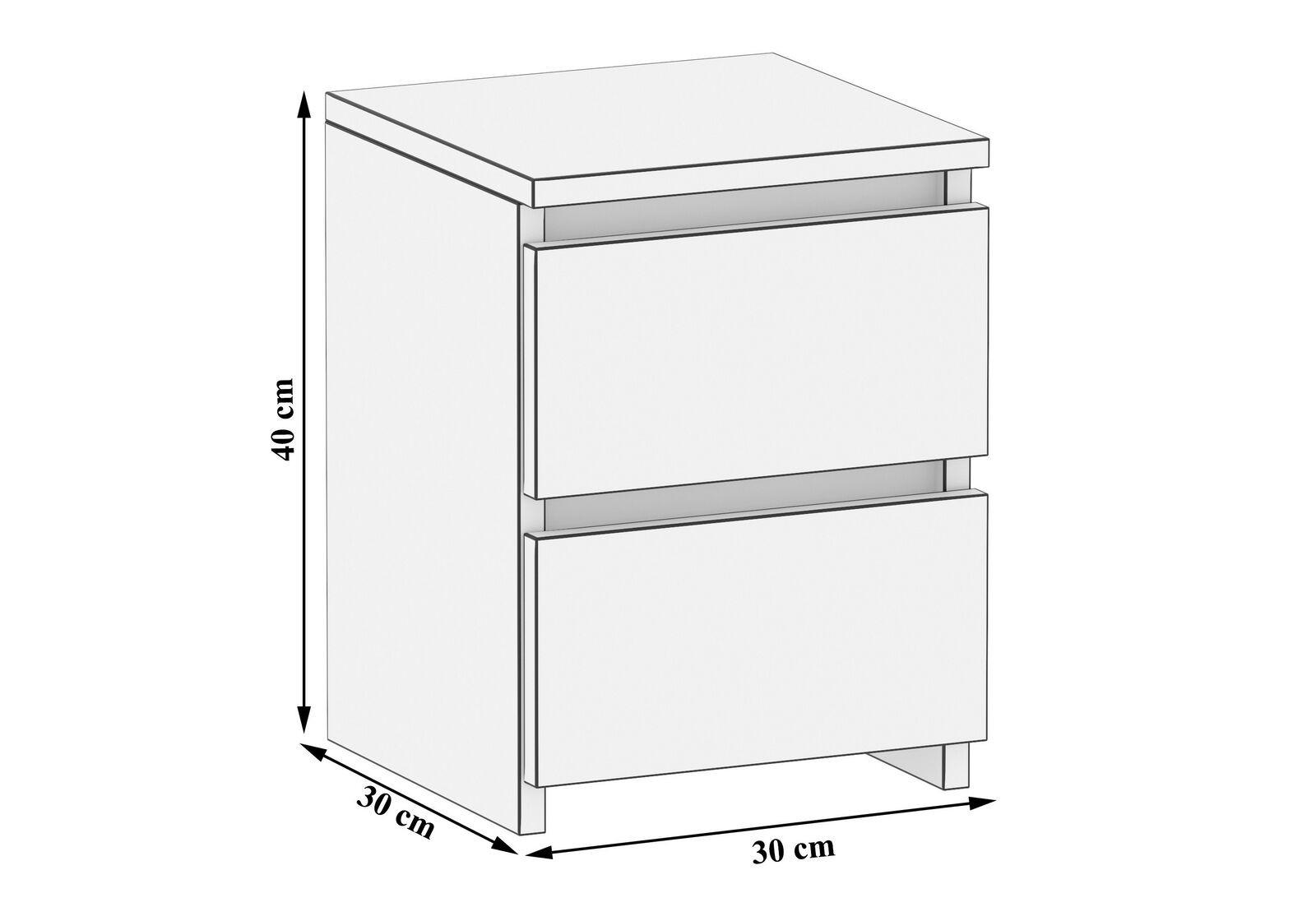 NACHTTISCH bella2 artisan weiss glanz - Eiche Artisan, Holzwerkstoff (30/40/30cm) - roe furniture