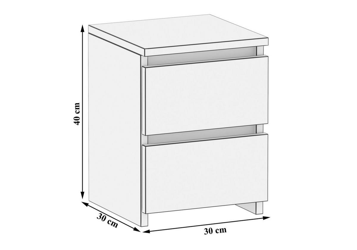 NACHTTISCH bella2 schwarz glanz - Schwarz Hochglanz, Holzwerkstoff (30/40/30cm) - roe furniture