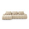 AUSKLAPPBARES-ECKSOFA links mit Container Linz aus Samt leichtes beige 3 Sitzplätze - Creme, Textil (142/275cm) - Cosmopolitan Design