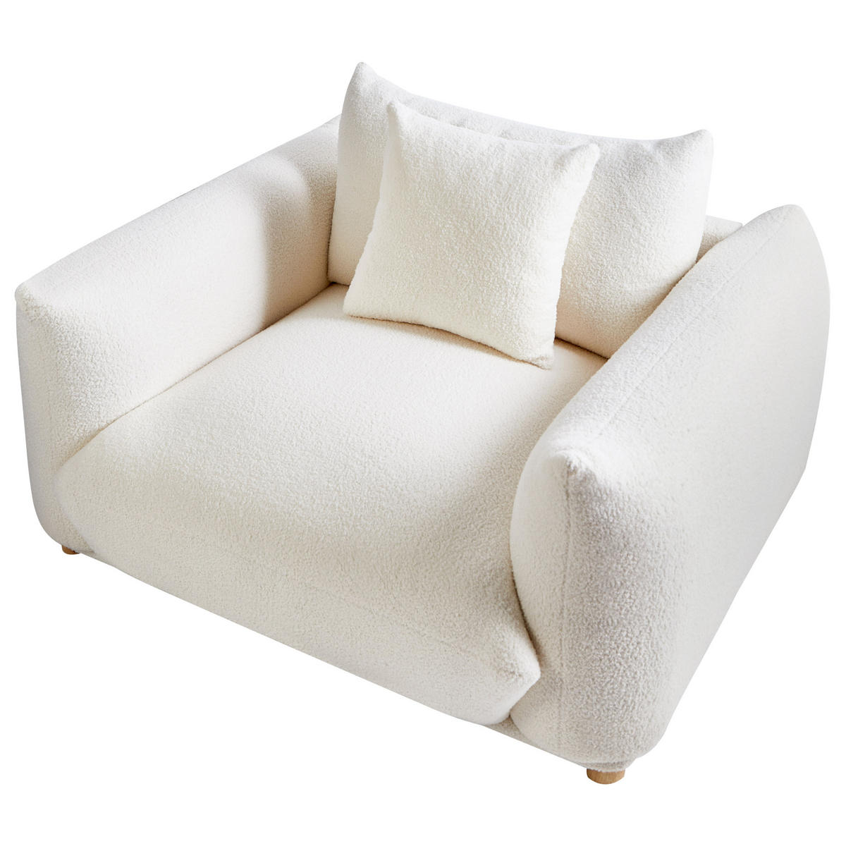 SESSEL Bouclé Cremeweiß Luvos - Creme/Weiß, Textil (120/74/108cm) - Beliani