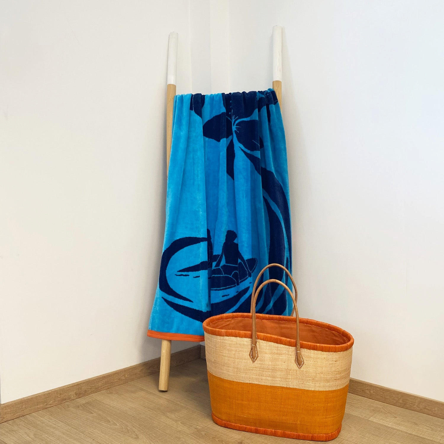 STRANDTUCH Frottee Velours Jacquard Blau 90x170 400g/m² - Coolsurf - Blau, Textil (170/90cm) - LE COMPTOIR DE LA PLAGE
