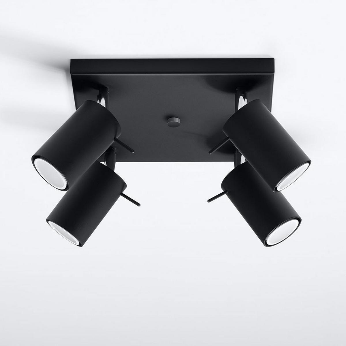 DECKENLEUCHTE Stahl Schwarz 4-flammig Spots - Schwarz, Metall (25/25/15cm)