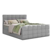 BOXBETT Best Lux - 140x200 - grau (Inari 91, Webstoff) - Schwarz/Grau, Holz/Holzwerkstoff (140/200cm) - Sofnet