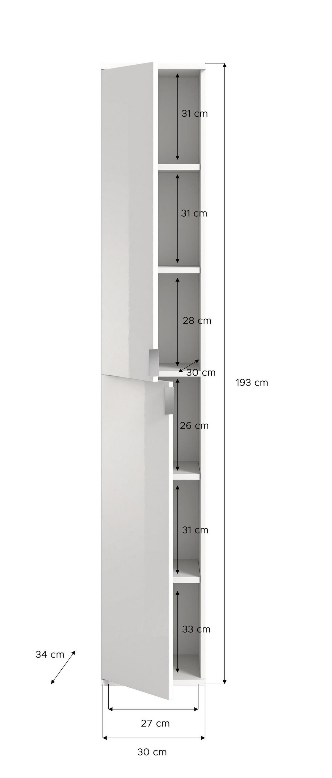 GARDEROBE Nexus 3-tlg. (B/H/T: ca. 212/193/34 cm) in Weiß / Artisan Eiche /weiß hochglanz - Weiß Hochglanz, Holzwerkstoff (212/193/34cm)