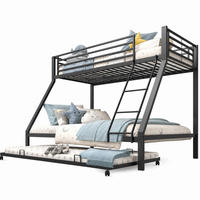 ETAGENBETT 90x200 und 140x200 cm in Schwarz mit Ausziehbett und Schrägleiter - Schwarz, Metall (140/200cm) - IVMEU