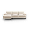 AUSKLAPPBARES-ECKSOFA links mit Container Scott aus Samt leichtes beige 5 Sitzplätze - Beige, Textil (142/212cm) - Micadoni