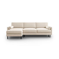 AUSKLAPPBARES-ECKSOFA links mit Container Scott aus Samt leichtes beige 5 Sitzplätze - Beige, Textil (142/212cm) - Micadoni
