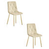 ESSZIMMERSTUHL 2-er Set TYRA hellbeige Sitzfläche, goldene Beine - Hellbraun/Goldfarben, Textil (44.5/87/54.5cm) - Valora