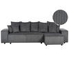 3-SITZER-ECKSOFA Cord dunkelgrau rechtsseitig mit Schlaffunktion Stauraum Luspa - Schwarz/Grau, Textil (294/130cm) - Beliani