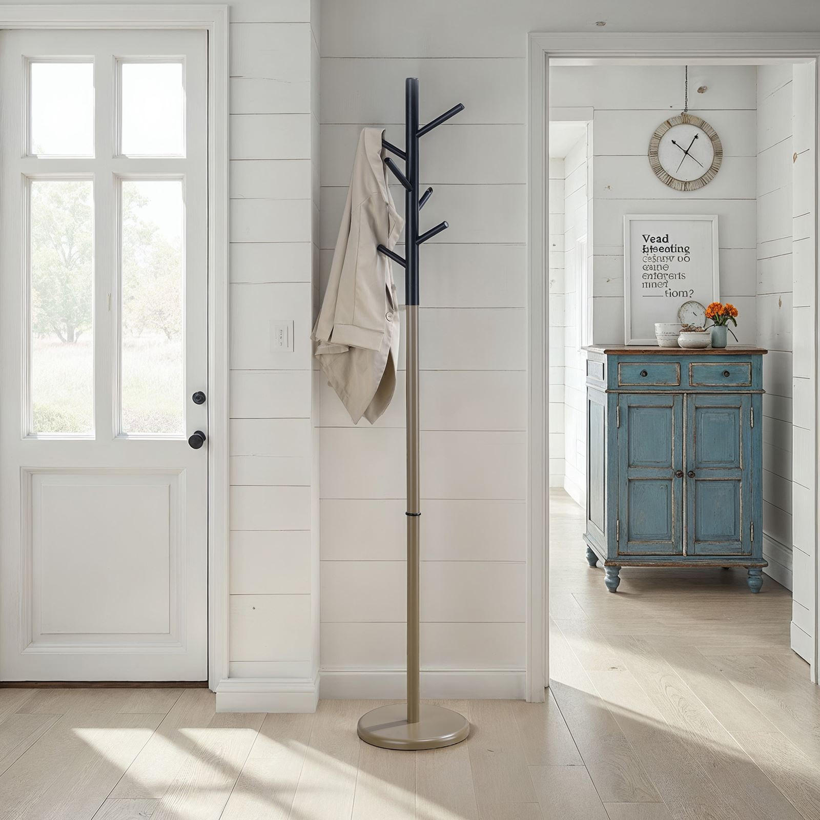 KLEIDERSTÄNDER ENRICO - Champagner/Schwarz, Holz (28/171/28cm) - IDIMEX