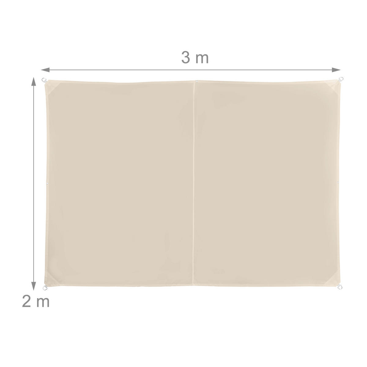 SONNENSEGEL - Beige, Textil/Metall (300/200cm) - Relaxdays