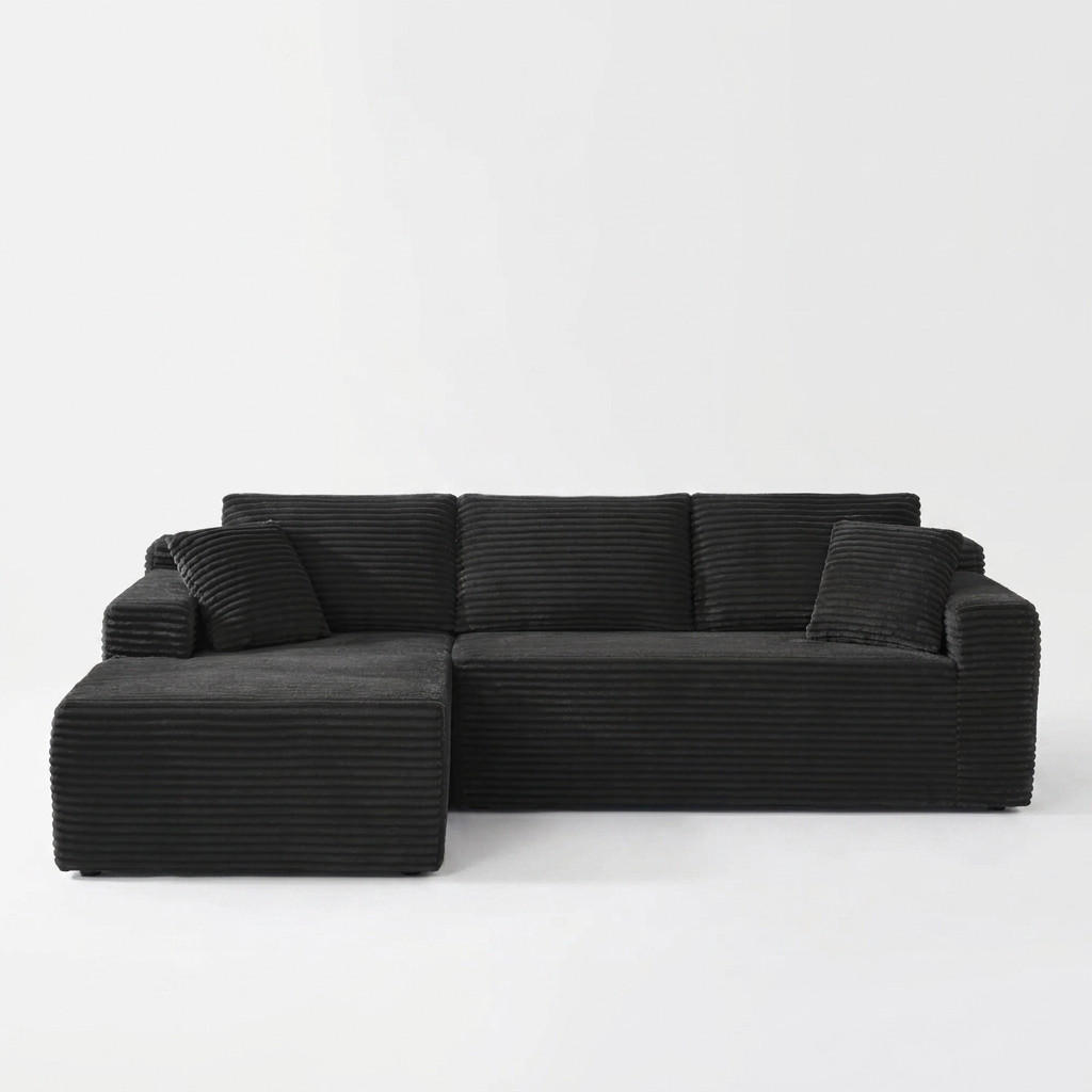 ECKSOFA 252.5/163/65 cm Schwarz mit Chaiselongue, Linke Seite - Schwarz, Textil (252.5/163cm) - Oxeza