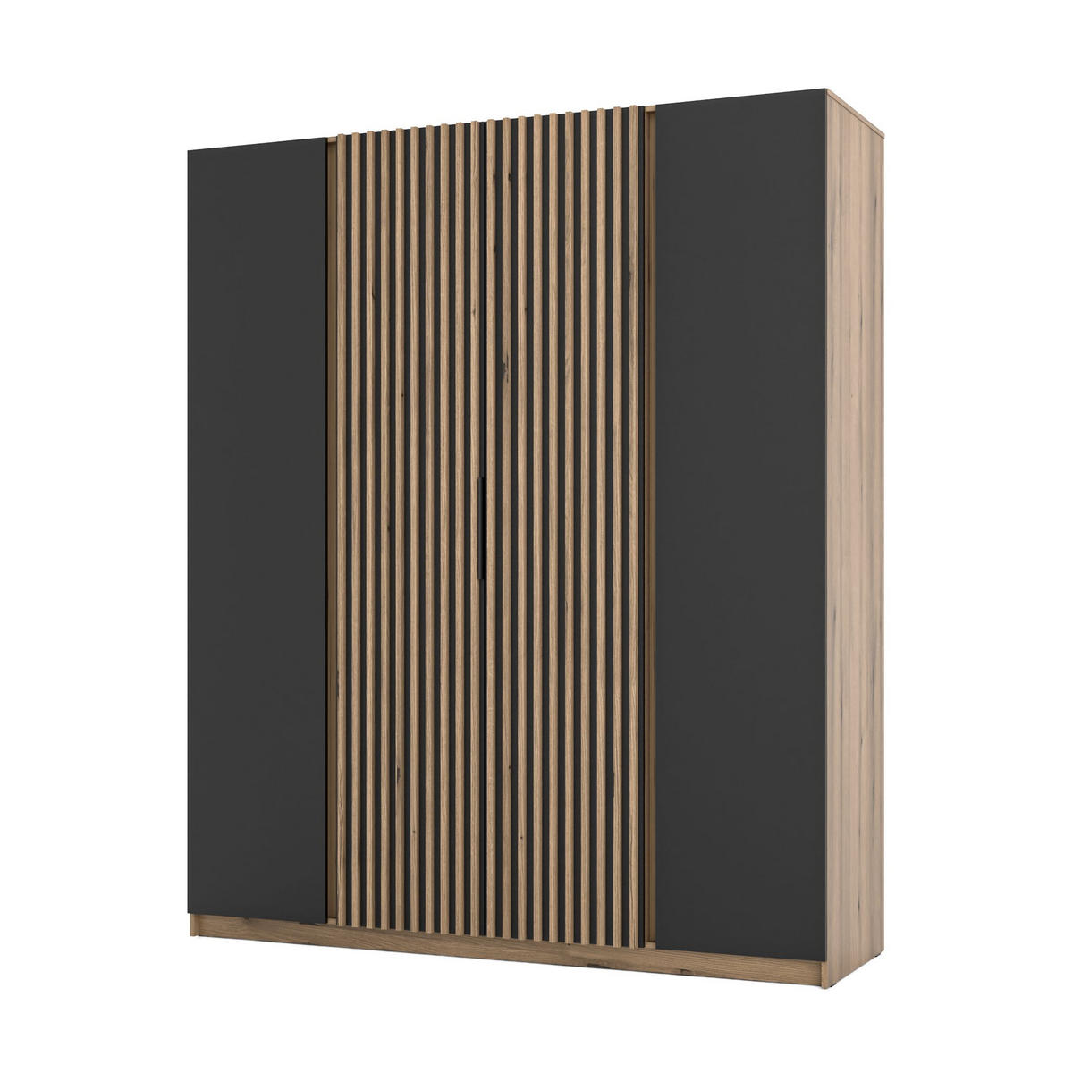 DREHTÜRENSCHRANK CAGLIARI 200/239/61,9cm 4-türig Goldfarben - Goldfarben/Schwarz, Holzwerkstoff (200/239/61.9cm) - MASSENO