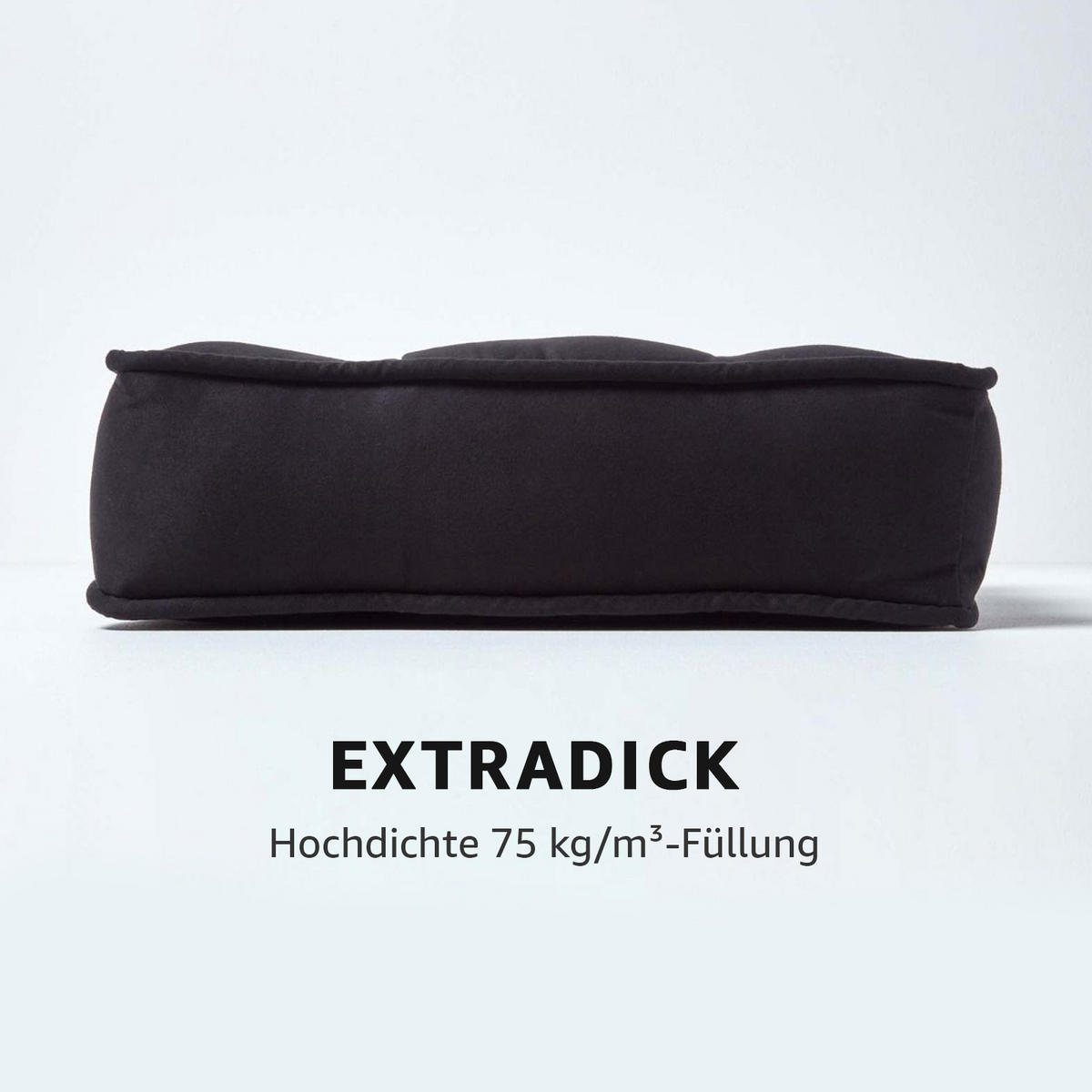 SITZKISSEN schwarz 40/40/10 cm – Stuhlkissen Velours - Schwarz, Textil (40/40/10cm) - Homescapes