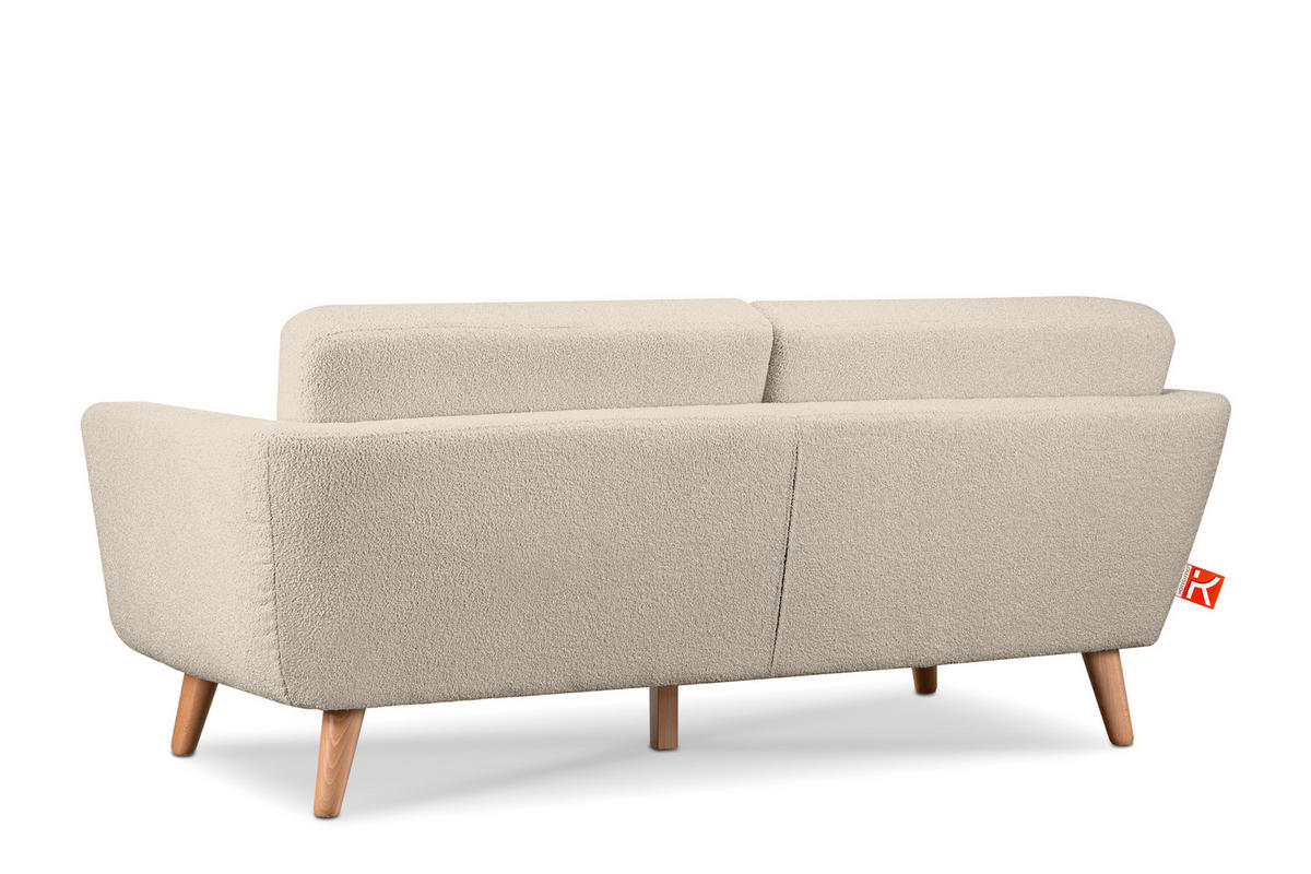 3-SITZER-SOFA TAGIO mit Armlehnen, Creme - Creme/Braun, Buchenholz/Textil (88/80/190cm) - KONSIMO®