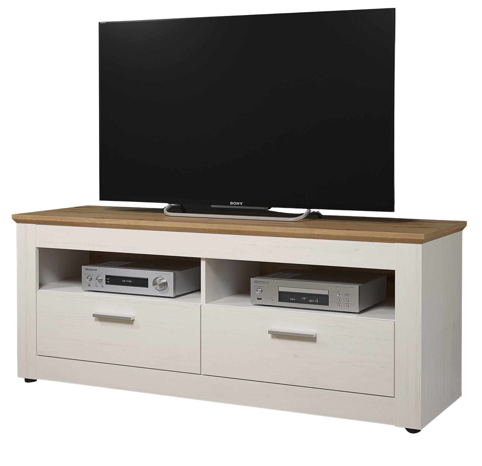 Top.Furn Tv-Lowboard Weiß, Eiche Artisan 148x59x45 cm