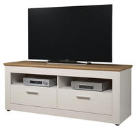 TV-LOWBOARD Pinie weiß, Eiche Artisan Landhaus 148 x 59 cm, Fernsehtisch in Komforthöhe - Silberfarben/Schwarz, Holzwerkstoff/Kunststoff (148/59/45cm) - Top.Furn
