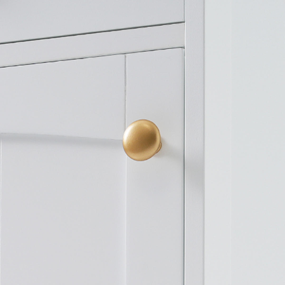 WASCHBECKENUNTERSCHRANK Badschrank Set Glastür Goldgriffe Weiß MDF Metall Badezimmer - Transparent/Weiß, Holzwerkstoff (45/160/36cm) - EVRYAE