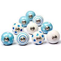 KERAMIKKNÖPFEN Set mit 10 in Weiß und Blau 40 mm Durchmesser. - Blau, Keramik (4/4/6.9cm) - Nacnic