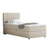 BOXBETT Everest 90 x 200 cm Einzelbett mit hochwertiger Bonell-Matratze und Topper - Beige, Holz (90/200cm) - Panda Möbel