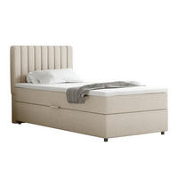 BOXBETT Everest 90 x 200 cm Einzelbett mit hochwertiger Bonell-Matratze und Topper - Beige, Holz (90/200cm) - Panda Möbel