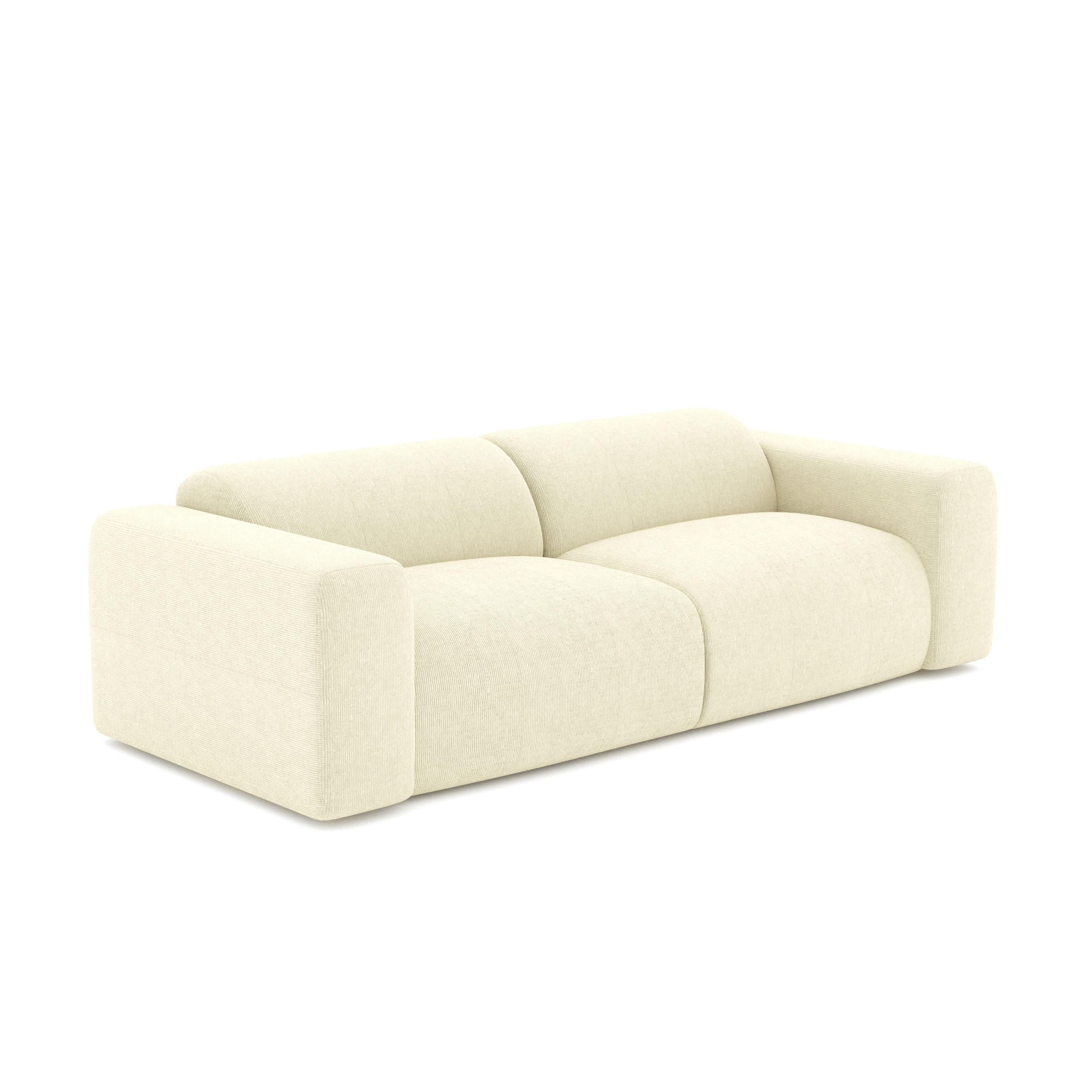 SOFA 3-Sitzer Gerippter Samt Creme 205cm - Creme, Textil (205/73/97cm) - Sia Home